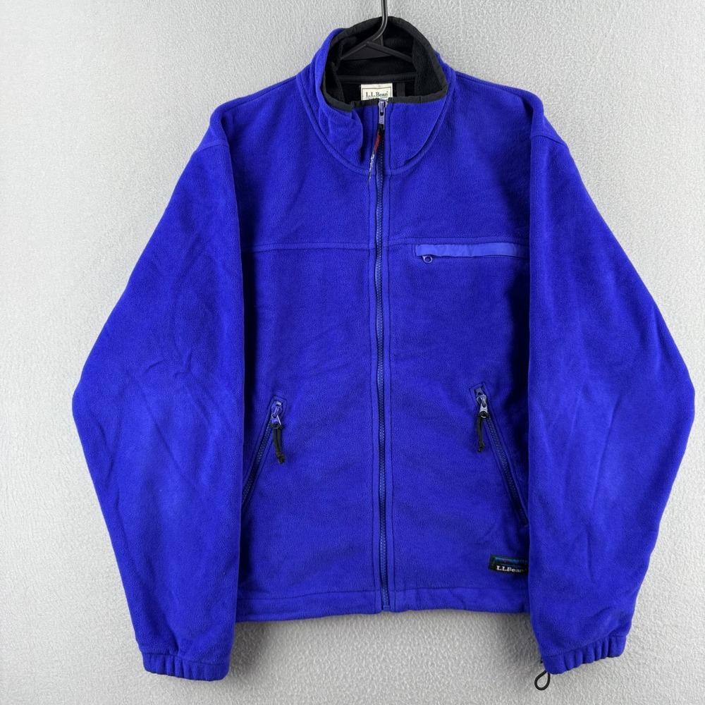 Vintage LL Bean Jacket Mens Small Blue Polartec Fleece Windstopper Full Zip